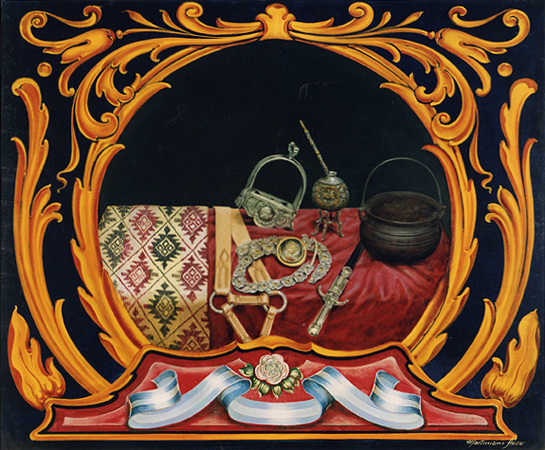 "Platería de Campaña" 1995 Óleo sobre tela 1 x 1.20 m.